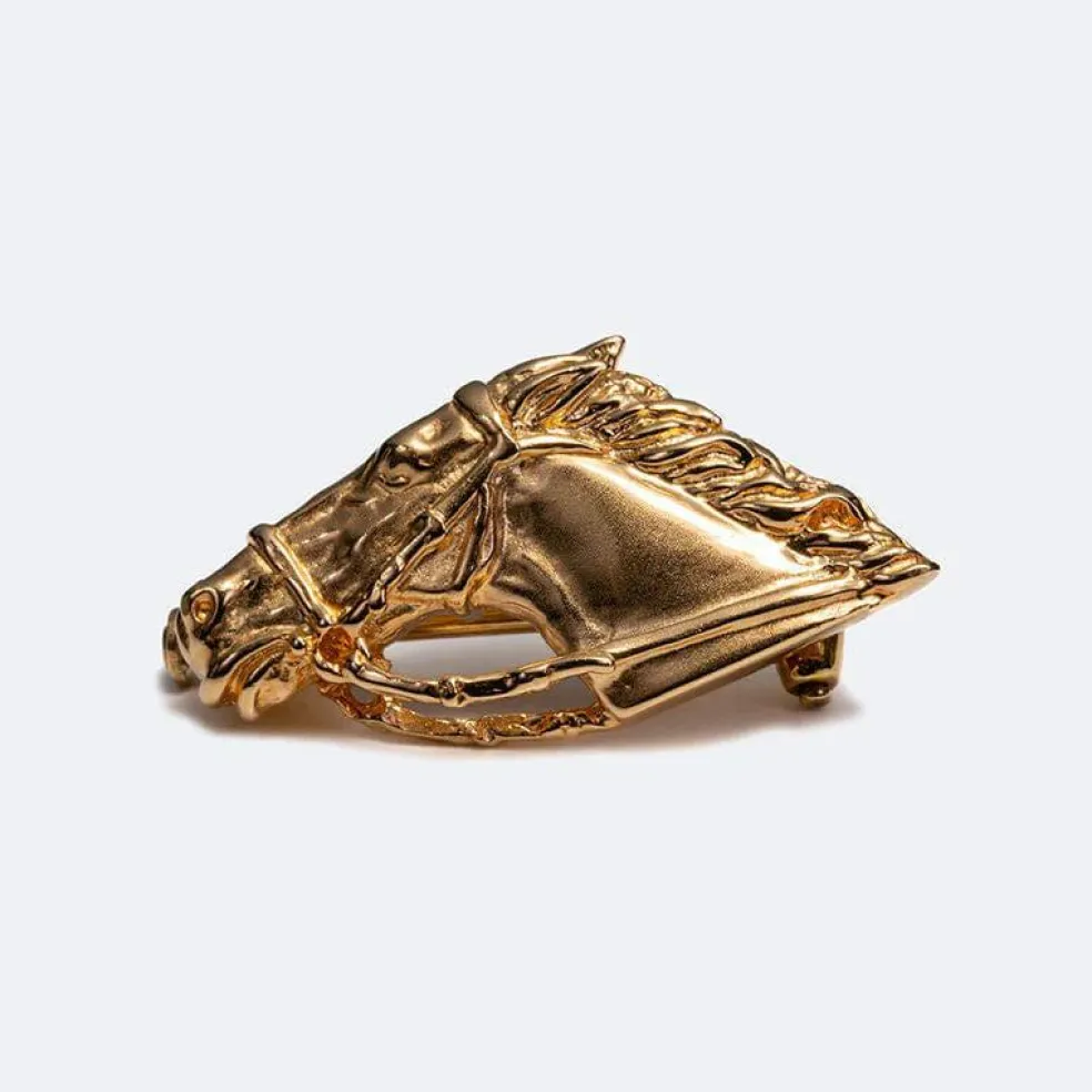 Broche en or jaune avec tête de cheval