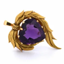 Broche en or jaune et améthyste des années 1940