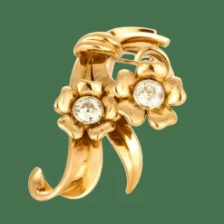 Broche en or jaune et diamants