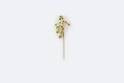 Broche en or jaune Italia 90 avec rubis, diamants, saphirs et émeraudes