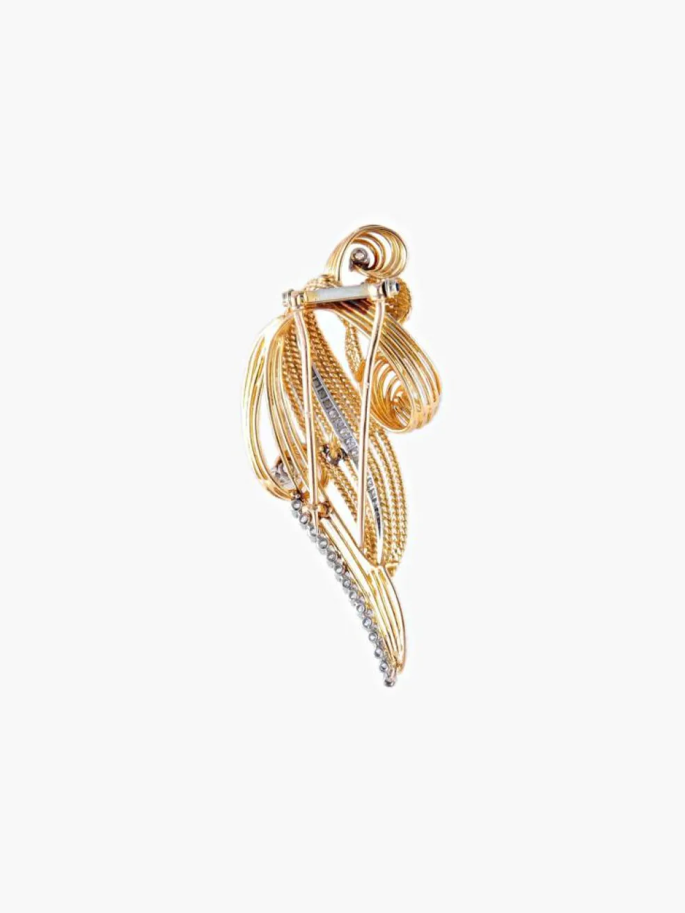 Broche Enroulements Diamants & Or Jaune