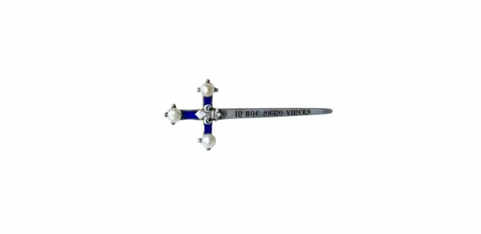 Broche Epée Ancienne Perles Fines