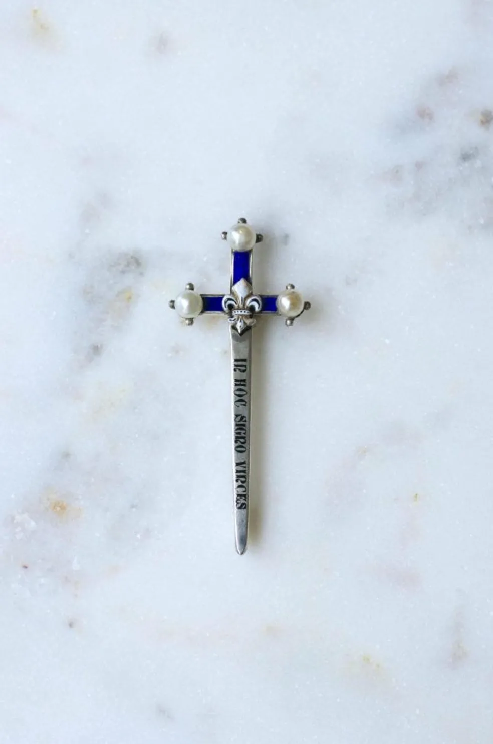 Broche Epée Ancienne Perles Fines