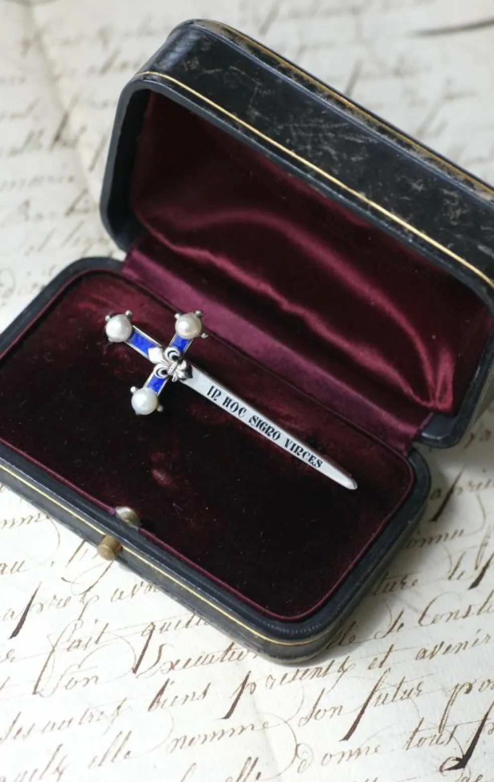 Broche Epée Ancienne Perles Fines