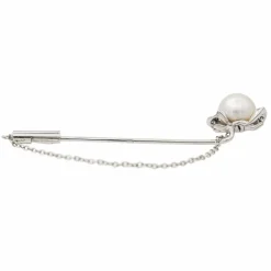 Broche Epingle Or blanc Perle