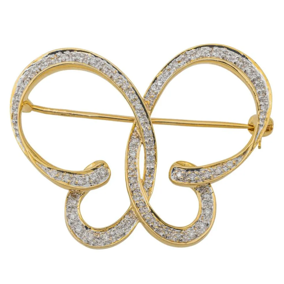 Broche Epingle Or jaune Diamant
