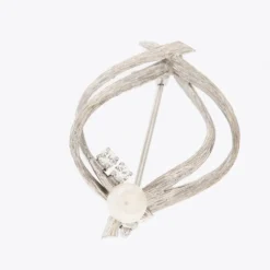 Broche espagnole or blanc perles et diamants