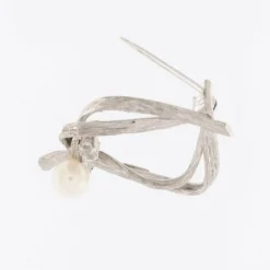 Broche espagnole or blanc perles et diamants