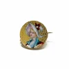 Broche "Femme au chapeau" en Or jaune et Email