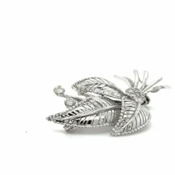 Broche Feuillage Or Blanc - Diamants