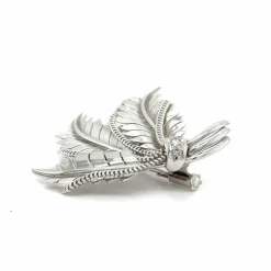 Broche feuillage trié Or Blanc et Diamants