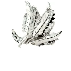 Broche feuillage trié Or Blanc et Diamants