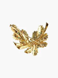Broche Feuille Emeraudes