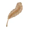 Broche feuille or rose