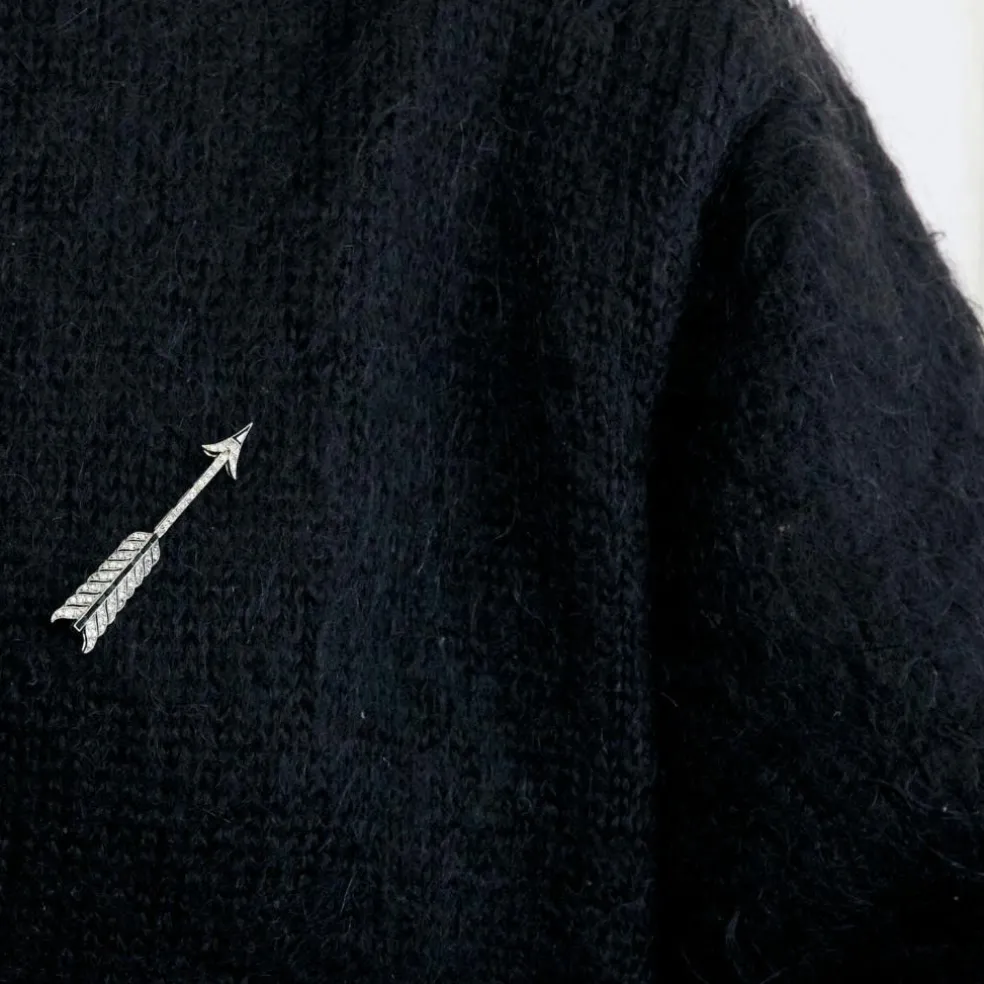 Broche flèche, diamants et onyx