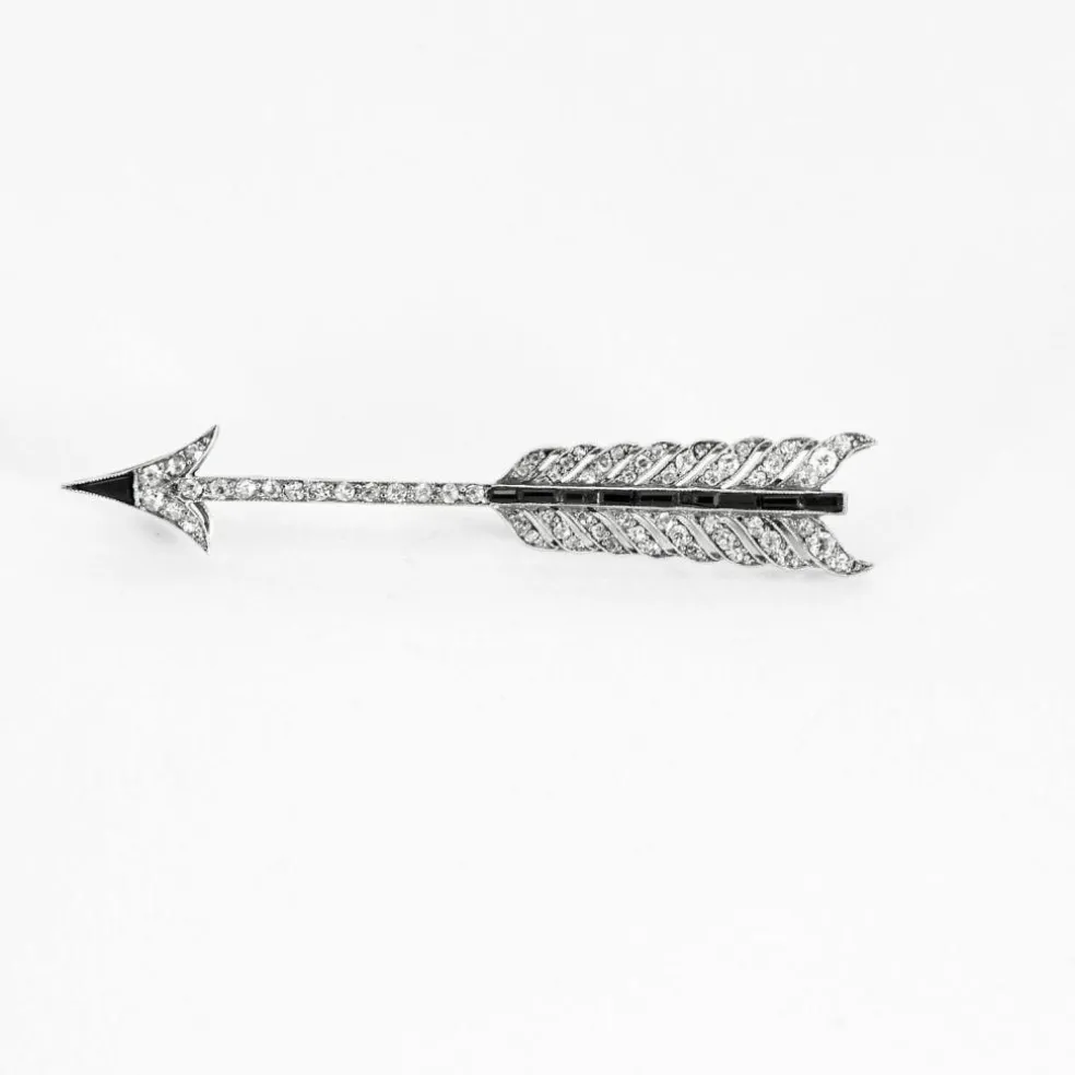 Broche flèche, diamants et onyx