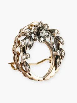 Broche Fleur Ancienne Or/Argent et Diamants.