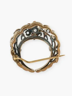 Broche Fleur Ancienne Or/Argent et Diamants.