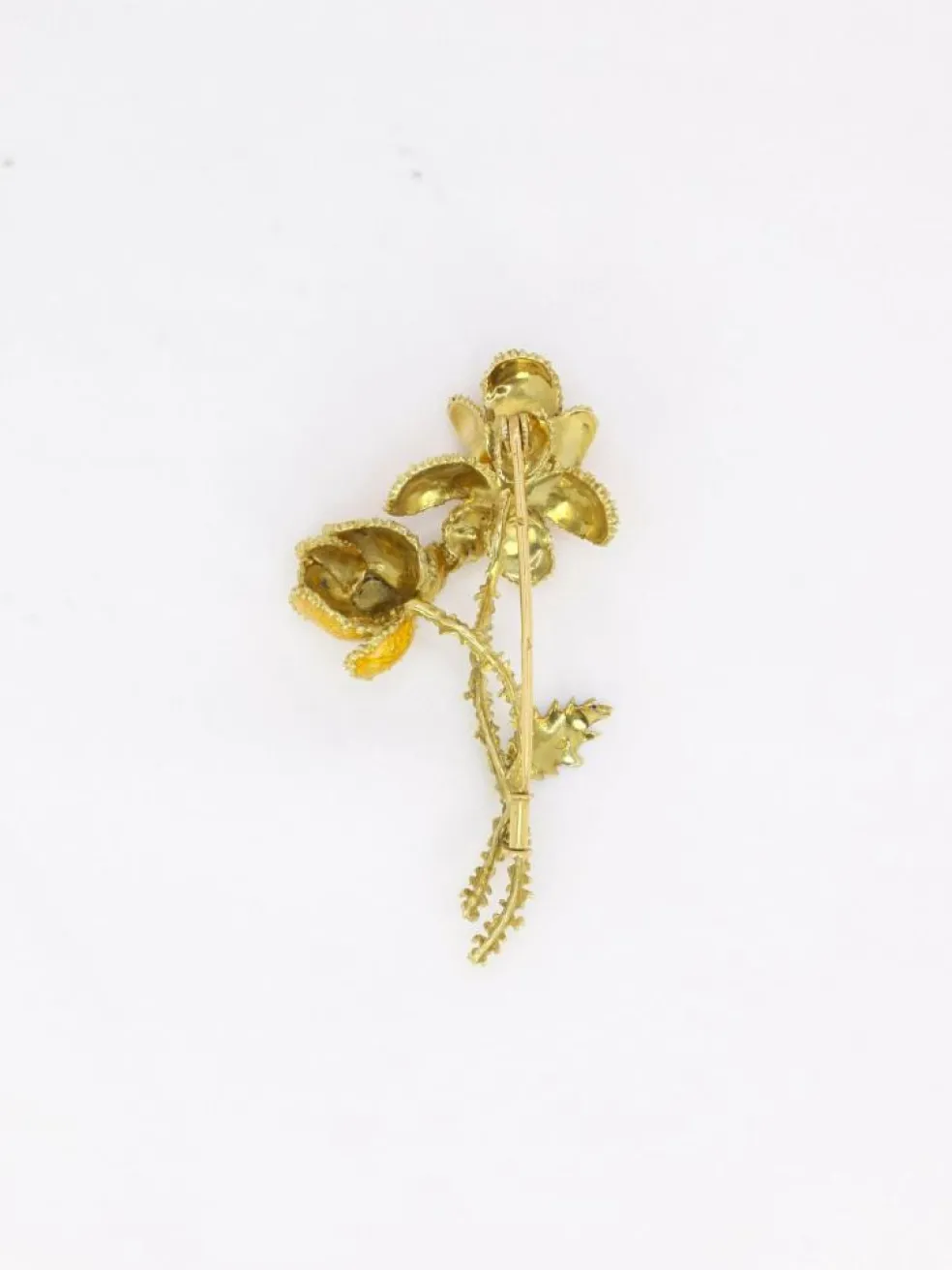 Broche fleur années 70 or jaune émail