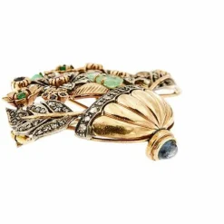 Broche fleur avec diamants et pierres précieuses