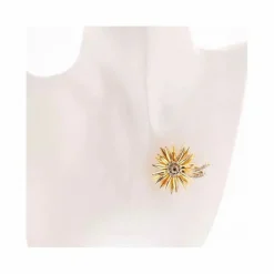 Broche fleur diamants 0.80 carat 2 ors