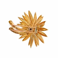 Broche fleur diamants 0.80 carat 2 ors