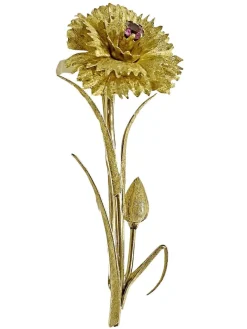 Broche Fleur En Or Et Saphir Rose