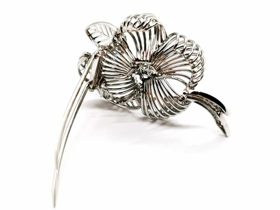 Broche Fleur Or blanc Diamant