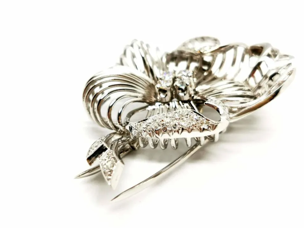 Broche Fleur Or blanc Diamant