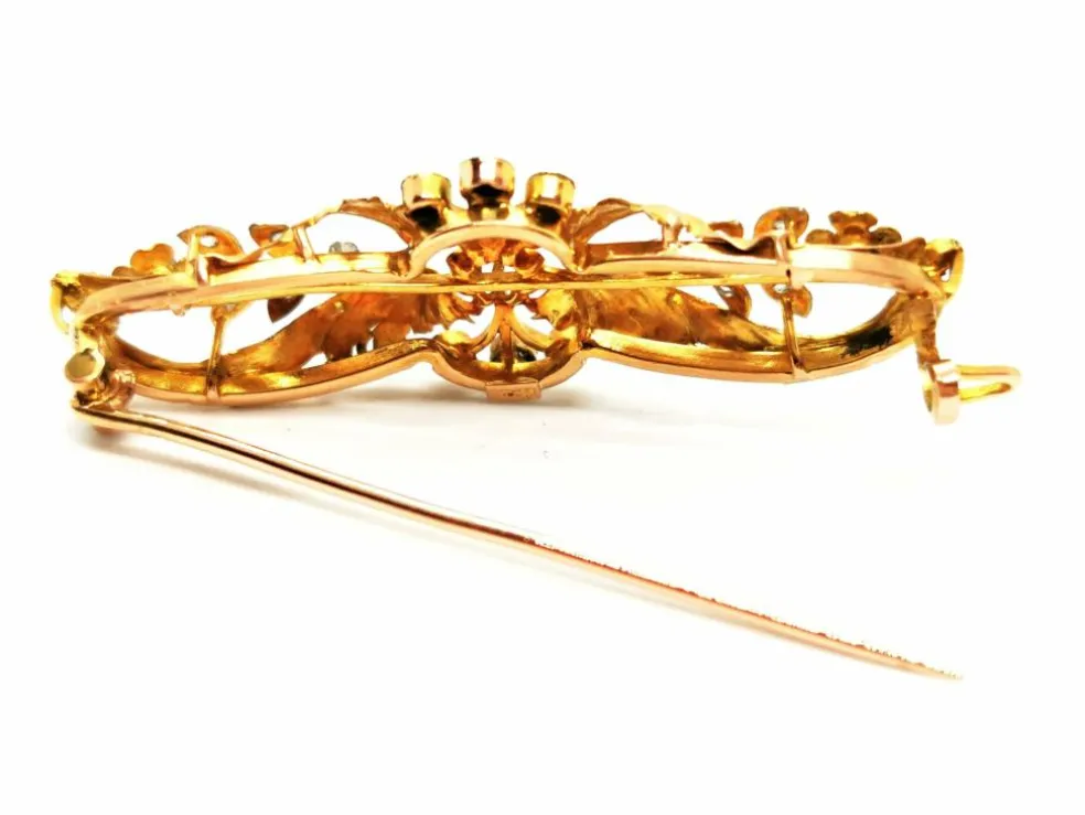 Broche Fleur Or jaune, Or blanc Diamant