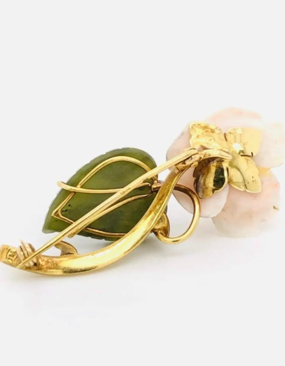 Broche Florale Années 1950 Nacre Agate