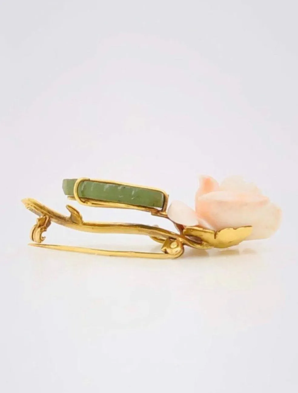 Broche Florale Années 1950 Nacre Agate