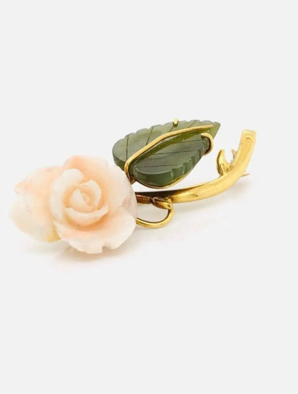 Broche Florale Années 1950 Nacre Agate