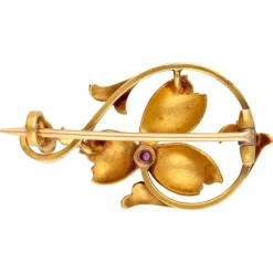 Broche florale saphir rose