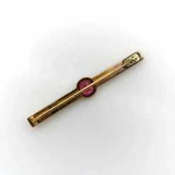 Broche française en or 18 carats avec tourmaline et diamants sertis clos