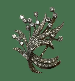 BROCHE GERBE DE FLEURS DIAMANTS