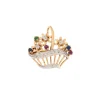 Broche giardinetto en or blanc, or jaune, diamant, rubis, saphir et émeraude