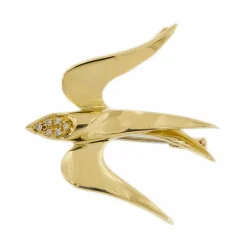 Broche hirondelle diamants