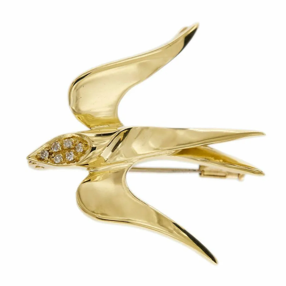 Broche hirondelle diamants