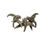 Broche Hirondelles fin XIXe en or jaune et argent, diamants