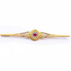 Broche ISABELINE or diamants et rubis