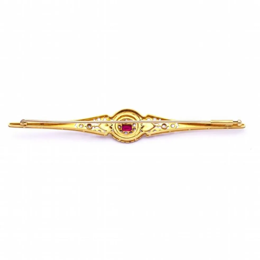 Broche ISABELINE or diamants et rubis