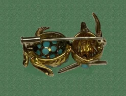 broche lapin or jaune turquoises rubis