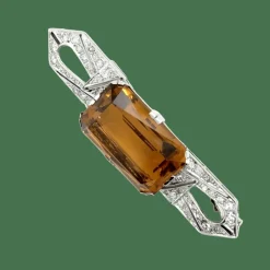 Broche latine quartz fumé et diamants