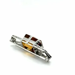 Broche latine quartz fumé et diamants