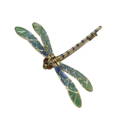 Broche libellule en or jaune avec émail