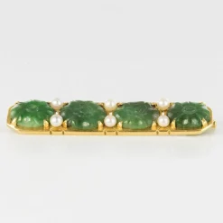 Broche ligne de jades et perles
