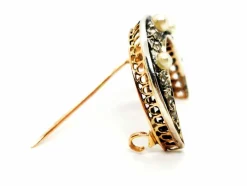 Broche Lune Or jaune Perle