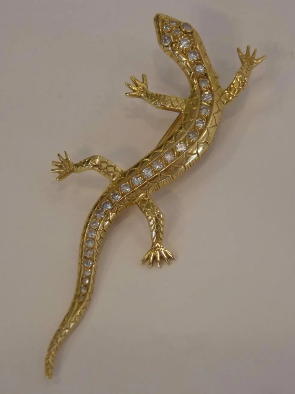 Broche Lézard, Or Jaune & Diamant
