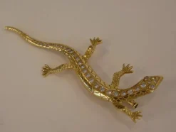 Broche Lézard, Or Jaune & Diamant